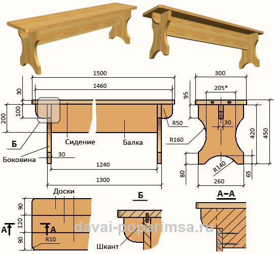 Деревянные лавки для бани своими руками